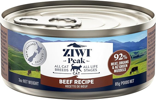 ZIWI Peak Canned Wet Cat Food – All Natural, High Protein, Grain Free, Limited Ingredient, with Superfoods (Beef, Case of 24, 3oz Cans)