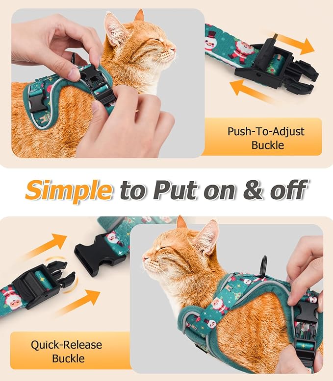 Halypet Cat Harness and Leash Set [MAX Safety 4th-Gen Upgrade] Escape Proof Adjustable Cat Leash Comfortable Soft Vest Easy to Wear Kitten Harness with Reflective Strip for Cats Walking, M Mint Green