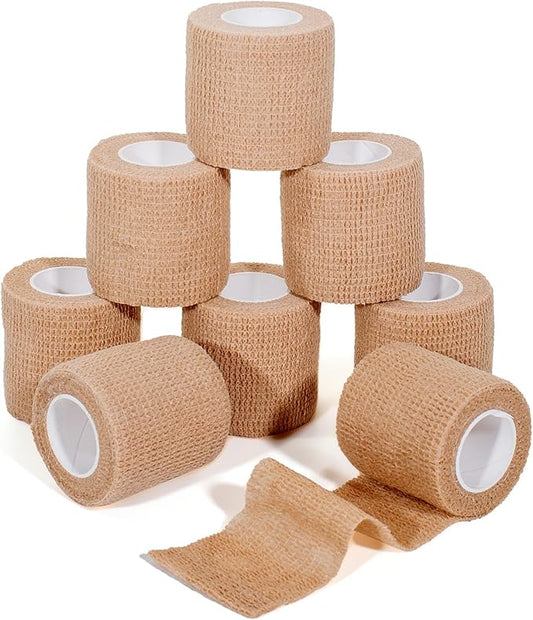 Self Adhesive Bandage Wrap,Bandage Tape,Medical Tape,Vet Tape,Athletic Tape Gauze,for First Aid,Sports, Wrist, Ankle (Skin Color, 2inch*8rolls)