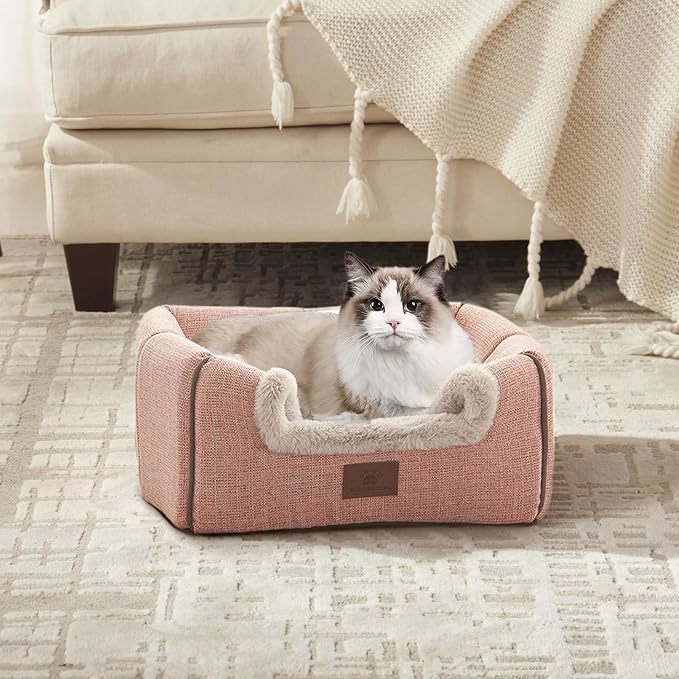 Cat Beds for Indoor Cats - Cat House Cats Tent with Removable Washable Cushioned Pillow, Soft and Self Kitten beds,Pet Bed((Large,Pink)