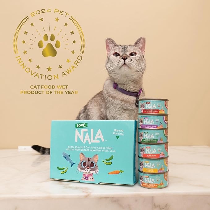 LOVE, NALA - Natural Adult Cat Wet Food - FLAKED Chicken with Pumpkin in Broth - Grain Free, Non-GMO, Digestive Fiber, Vitamins, Minerals - 12 Pack 2.4 lbs.