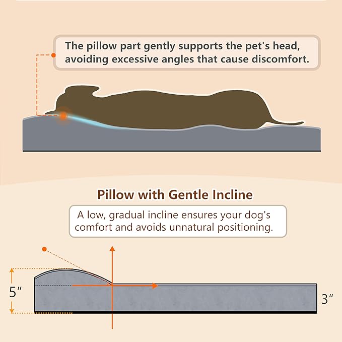 Small Dog Bed with Low-Angle Soft Pillow.Deluxe Dog Bed Fabric Comfortable and Soft.with Non-Slip Bottom, Washable pet Bed for Crate.Color: Grey.