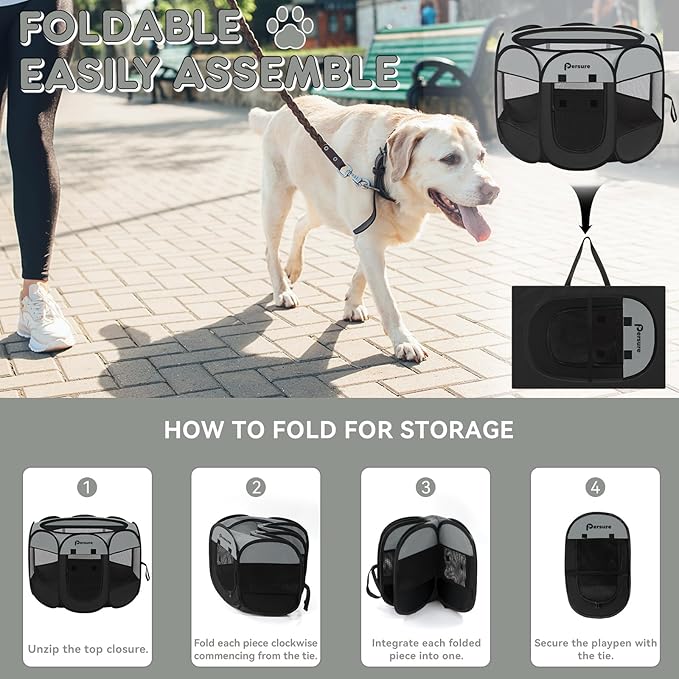 Dog Cat Playpen Indoor Outdoor for Puppy Pet Dogs Cat Travel and Recovery After Surgery, Dog Enclosure Tent Crates Cage, Portable Pop Up Dogs Kennel with Carrying Case (Dark Grey, Medium)