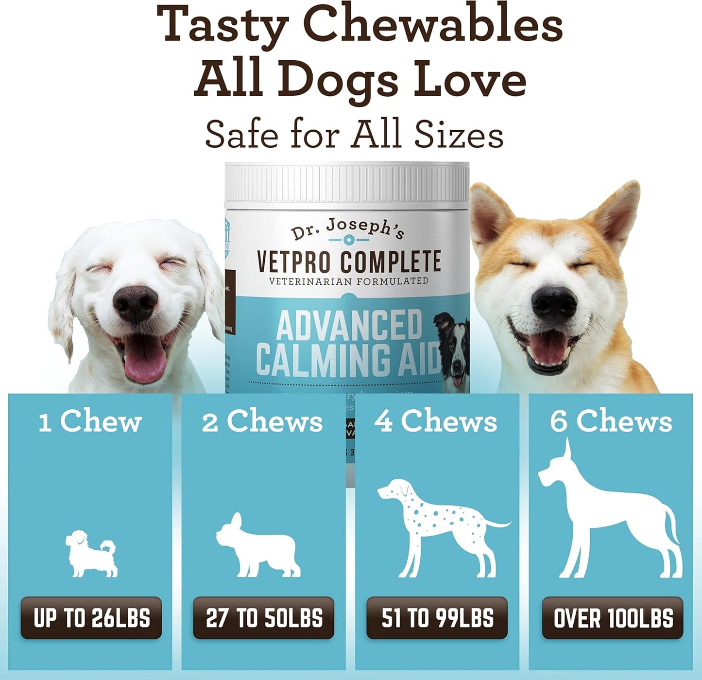 VetPro Advanced Calming Aid, Dog Anxiety Treats, Enhanced with Organic Hemp Seed Oil, Veterinarian Formulated Dog Calming Treats