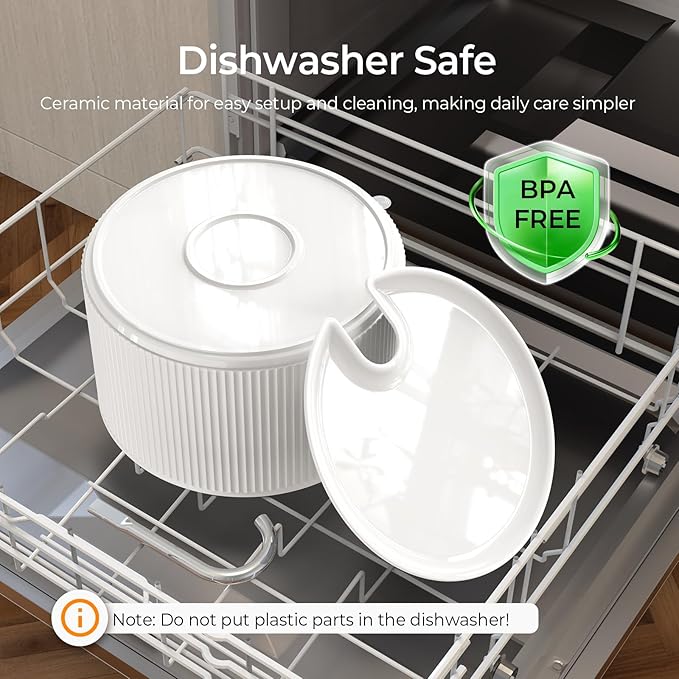 Ceramic Cat Water Fountain, 2.2L/74oz Cat Fountains for Drinking Indoor, Automatic Pet Water Dispenser with Ultra-Quiet Pump and Replacement Filter, Kitty Watering Supplies, Easy Clean BPA-Free