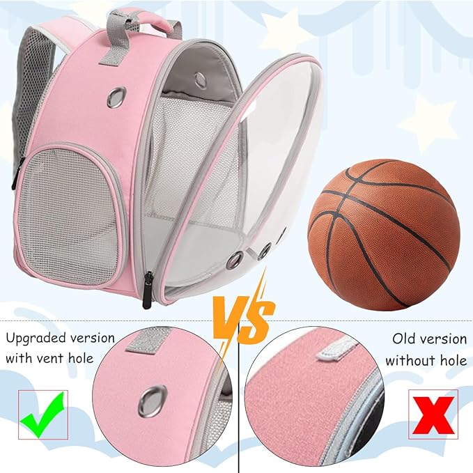 Guinea Pig Carrier, Clear Bubble Window for Guinea Pig, Bunny Rat Bird (Pink, Backpack)