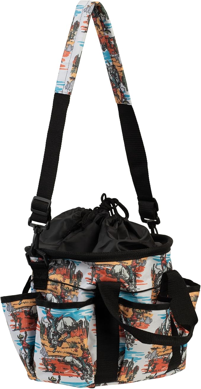 Weaver Leather Horse Grooming Kit, 7-piece Brush Set with Organizer Tote Bag, Equine Care, Grooming Supplies, Bucking Bronc