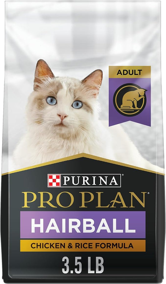 Purina Pro Plan Hairball Control Cat Food, Chicken and Rice Formula - 3.5 lb. Bag