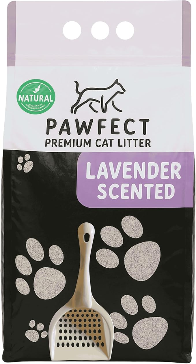 Lavender Scented Cat Litter – 17.2 lb / 9L, Fast Clumping, Natural Odor Absorption, Lightweight Formula, Made with Turkish White Bentonite
