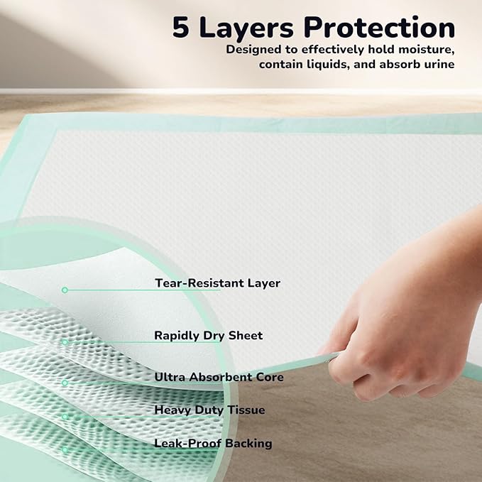 Puppy Pee Pads 100PCS Disposable Pet Toilet Training Pads 18" x 13" for Dogs, Ultra Absorbent|Quick Dry|Leak-Proof Pet Potty Pads for Dog, Cat, Rabbits and Guinea Pigs (Green)