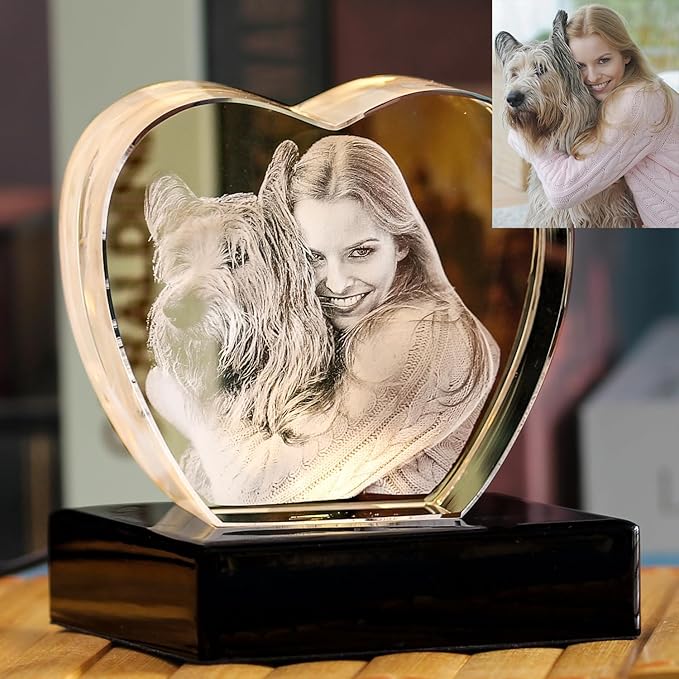 3D Photo Crystal,Pet Memorial Gift for Dogs Or Cats, Dog Memorial Gifts for Pet Owners,Personalized Crystal Picture Frame,Customized Photo Gifts