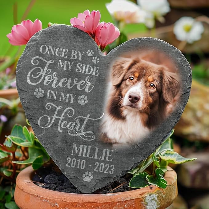 Personalized Dog Memorial Gifts for Loss of Dog, Custom Photo Pet Stone, Personalized Memorial Gifts for Pet Loss, Gift for Cat Lovers, Stones for Dogs, Cemetery Decorations for Grave Q1