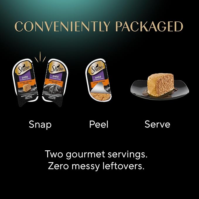 Sheba Perfect Portions Wet Cat Food Pate Savory Chicken Entree, Tender Beef Entree, and Tender Whitefish and Tuna Entree, 2.6 oz. Twin-Pack Trays (36 Count, 72 Servings)