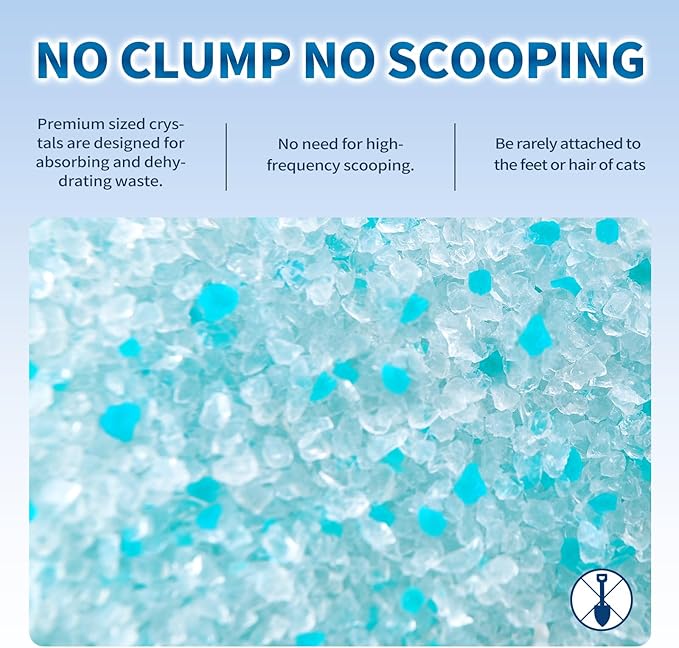 Made4Pets Cat Litter Crystals, Non Clumping Cat Litter Odor Control Kitty Litter Non Clumping No scooping Low Dust, Low Tracking, Lightweight, Dehydrates Waste,Cologne– 8.6 lbs (2 x 4.3 lb Packs)