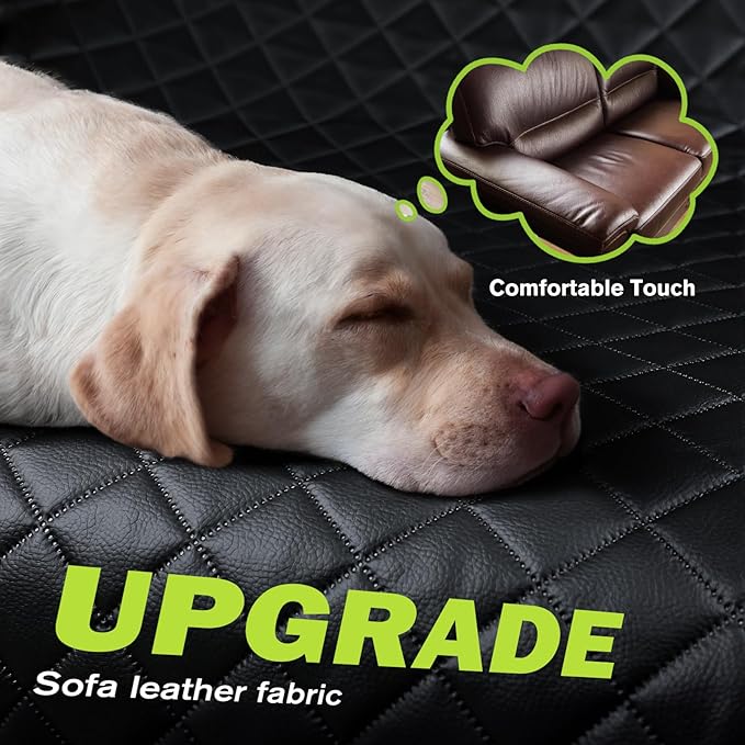 Dog Car Seat Cover for Back Seat, Waterproof & Scratch-Resistant Leather Fabric Back Seat Extender for Dogs, Car Window Fixing for Maximum Car Protection, Support to 330 lbs, for Cars/SUV/Trucks
