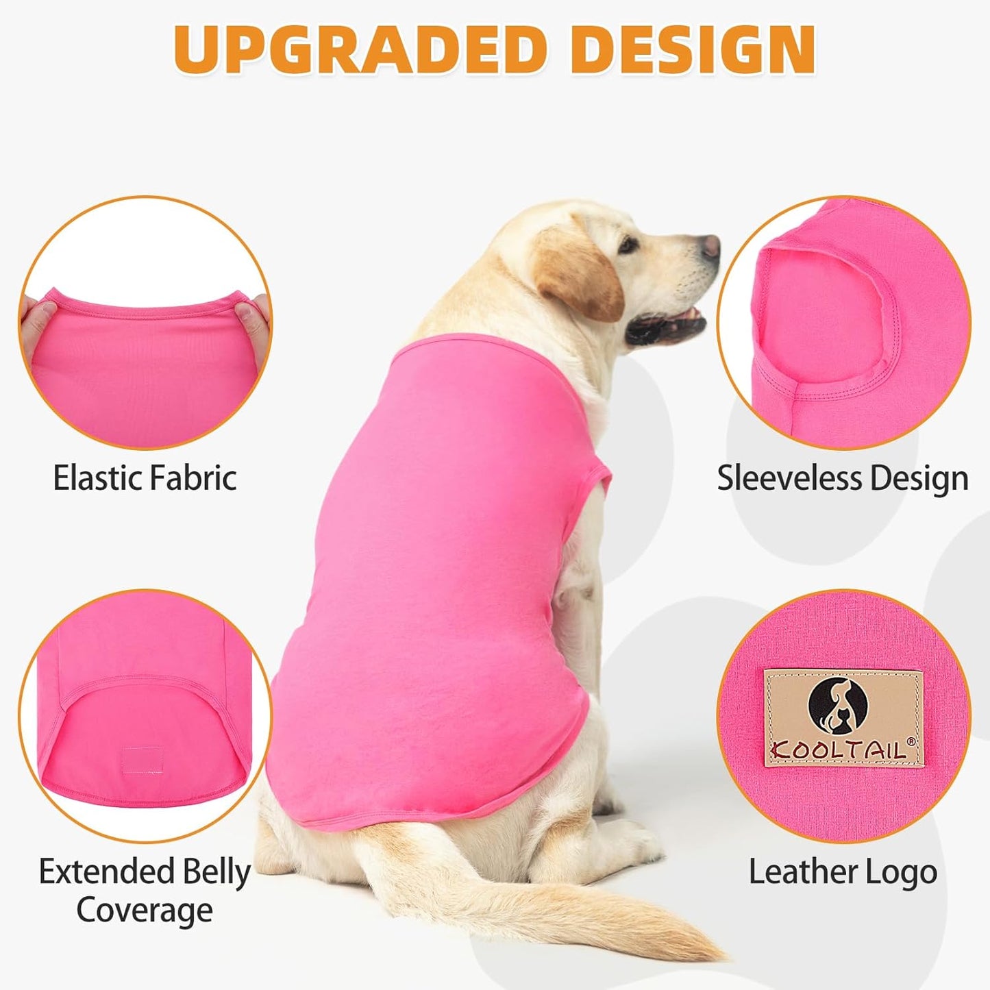KOOLTAIL Girl Dog Clothes for Large Dogs, 2 Pack Cotton Fall/Winter Warm Dog T Shirts Coats for Outdoor, UV & Insect Protection Anti-Hair Loss & Lightweight Pet Vest Tank Tops Apparel, Pink & Rose,XL