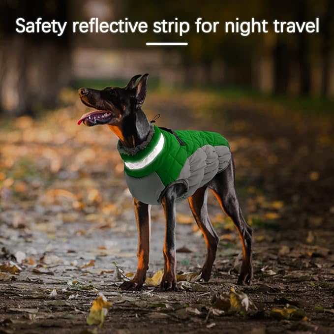 Dog Coats for Small Dogs, Puppy Coat, Warm Winter Jacket, XS Dog Coat with Harness Built in, Waterproof Pet Cold Weather Coats, Puppy Winter Clothes Snowsuit Chihuahua Maltese,Green,XS