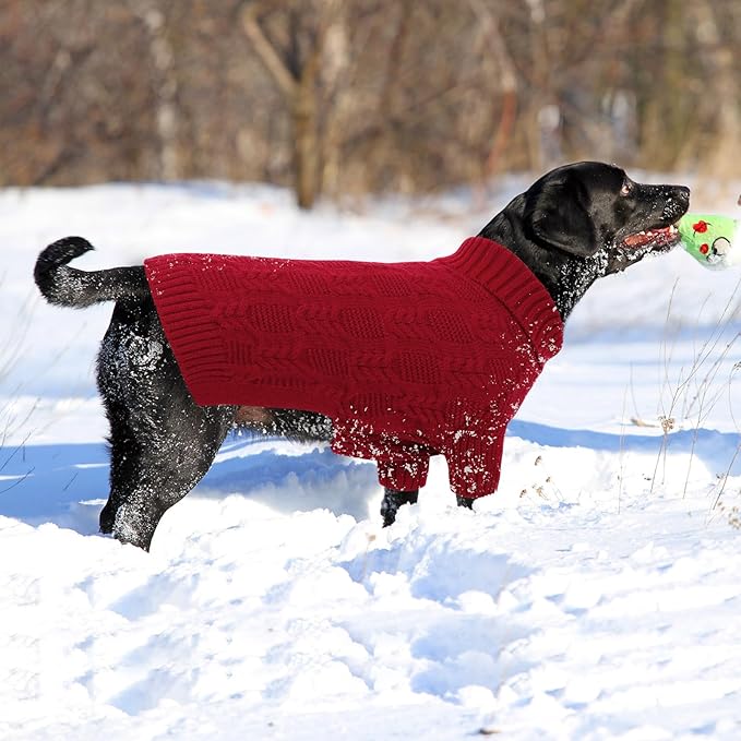 ASENKU XXL Dog Sweaters for Large Dogs Girls Boys, Doberman Sweater for Female Male, Winter Turtleneck Long Sleeve Pet Christmas Sweater for Golden Labrador,Red 2XL