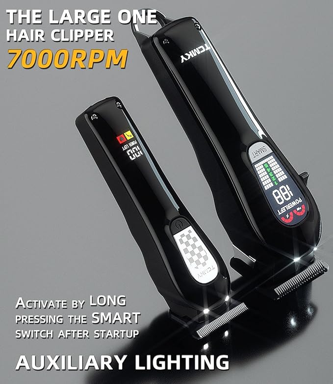 Hair Clippers Professional Cordless for Men, Barber Clippers for Hair Cutting Kit, Wireless LCD Display Hair Trimmers Set, Rechargeable Haircut Machine for Family (Black)