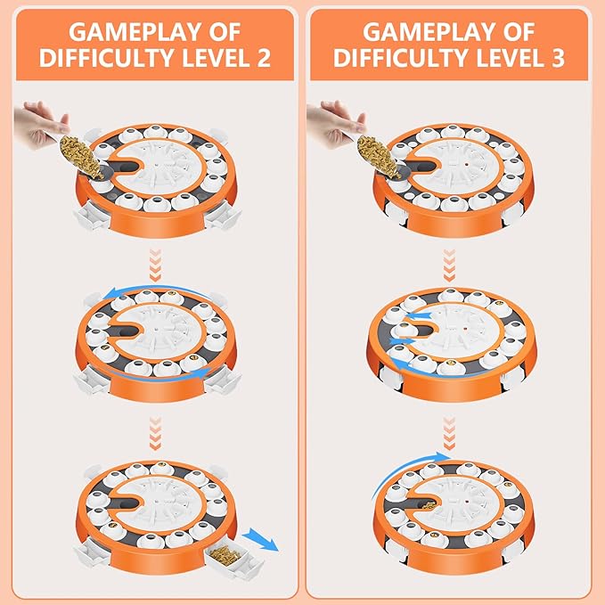 Dog Puzzle Toy, Level 3 in 1 Brain Mental Stimulation Dog Puzzles for Smart Dogs, Interactive Treat Dispenser Cognitive Enrichment Toys Puppy Puzzle Game for Mind Boredom-13.31"x13.31" Orange