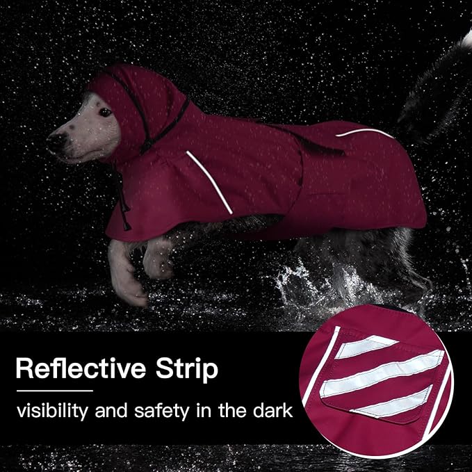 Dog Raincoat, Waterproof Rain Jacket for Large Dogs Poncho with Leash Hole Convertible Hood/Collar Reflective Rain Coat, Lightweight Breathable Stay Secure Walking (Neon Pink, XXXL)
