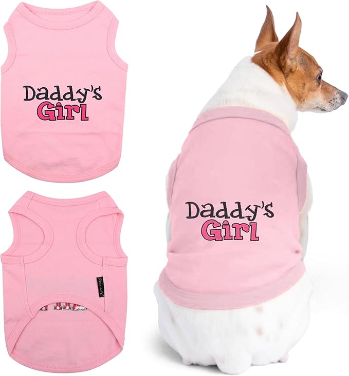Parisian Pet Dog T-Shirt with Embroidered 'Daddy’s Girl' Words - 100% Cotton, Breathable Sleeveless Girl Dog Clothes - Machine Washable Shirt for Large Dogs, 2XL