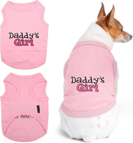 Parisian Pet Dog T-Shirt with Embroidered 'Daddy’s Girl' Words - 100% Cotton, Breathable Sleeveless Girl Dog Clothes - Machine Washable Shirt for Large Dogs, 2XL