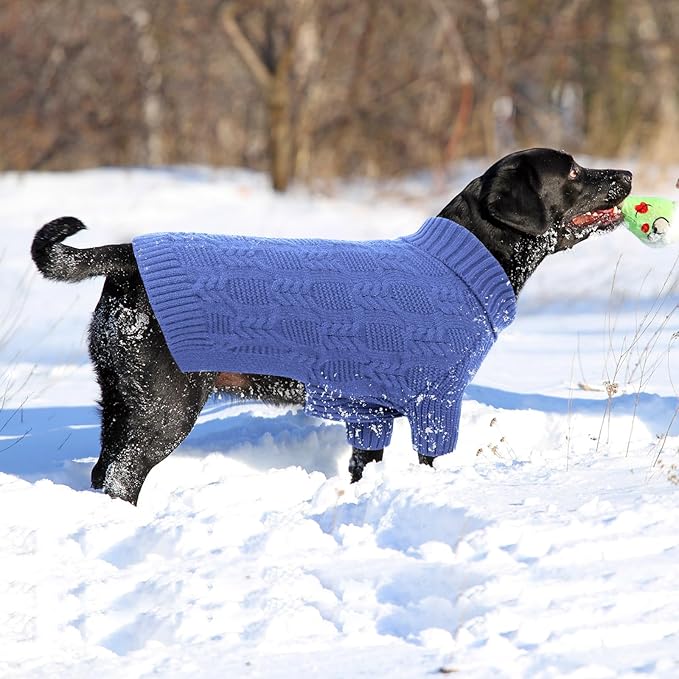 ASENKU XXXL Dog Sweaters for Large Dog Girls Boys, Pullover Turtleneck Knitted Big DoggieSweatershirt for Female Male, Doberman Great Dane Sweater for Extra-Large Breed Dogs, Blue 3XL