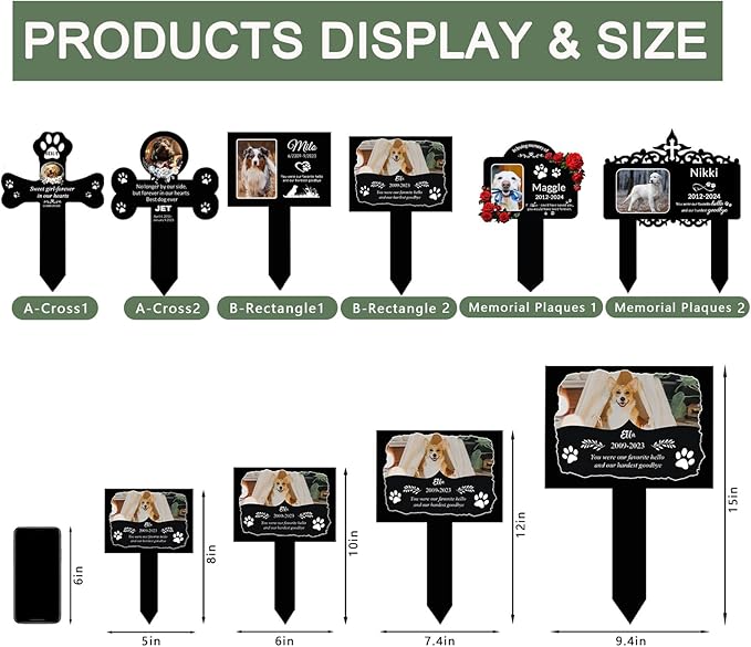 Custom Pet Cemetery Markers - Dog Grave Markers Outdoor Pet Grave Markers Cat Grave Markers for Cemetery Dog Tombstones for Graves Outdoor (A-Rectangle2)