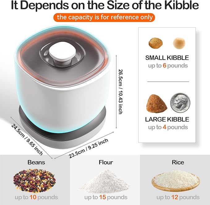 CTIME Airtight Cat Food Container for Small Dog Bird Pet Treats & Dry Food -6 lb(White)