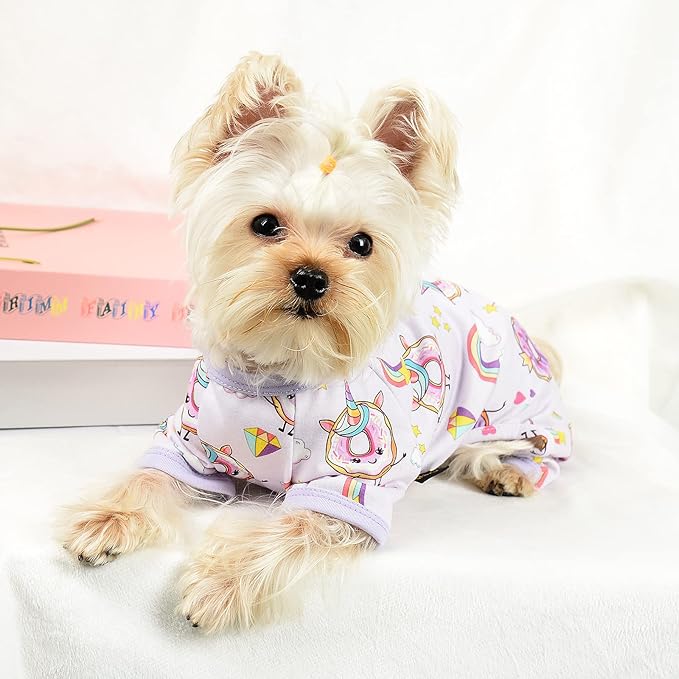 Dog Clothes for Small Dogs Boy Girl, Dog Pajamas Tiny Chihuahua Yorkie Spring Summer Shirt, Cute Puppy Outfit Pjs Jumpsuit Cat Onesie Apparel Pet Clothes