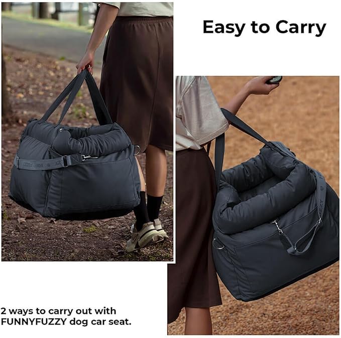 FUNNYFUZZY Dog Car Seat for Medium Sized Dogs, Waterproof 3 in 1 Soft Leather Dog Car Bed for Travel and Home,Portable and Safety,Fits Pets Up to 35 lbs(Blue)