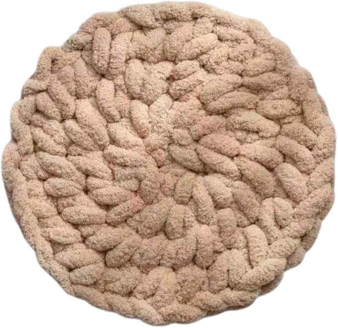 Cat Knitted Bed Mat, Extra-Soft Washable Warm Round Pads Cushions for Indoor Kittens, Cat Trees Towers, Perfect for Kneading and Sleeping (Oatmeal,Large)