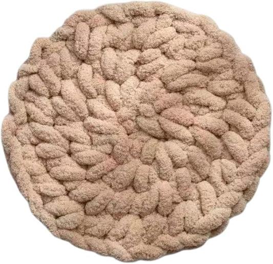 Cat Knitted Bed Mat, Extra-Soft Washable Warm Round Pads Cushions for Indoor Kittens, Cat Trees Towers, Perfect for Kneading and Sleeping (Oatmeal,Large)