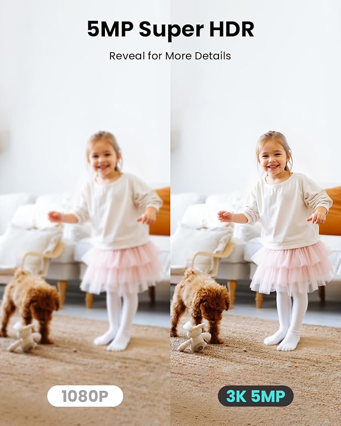 3K Indoor Security Camera 2Pack, 360° Pan/Tilt WiFi Camera for Home Security, 2.4/5GHz Pet/Dog/Baby Camera with Phone App, Night Vision, Two-Way Audio, 24/7 SD/Cloud Storage, Works with Alexa