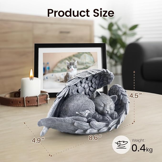 Cat Memorial Stone for Outdoor, Pet Memorial Stones for Cats with Personalized Engraving, Weather-Resistant Garden Stone for Backyard & Memorial Garden to Forever Loved Cats (Gray)