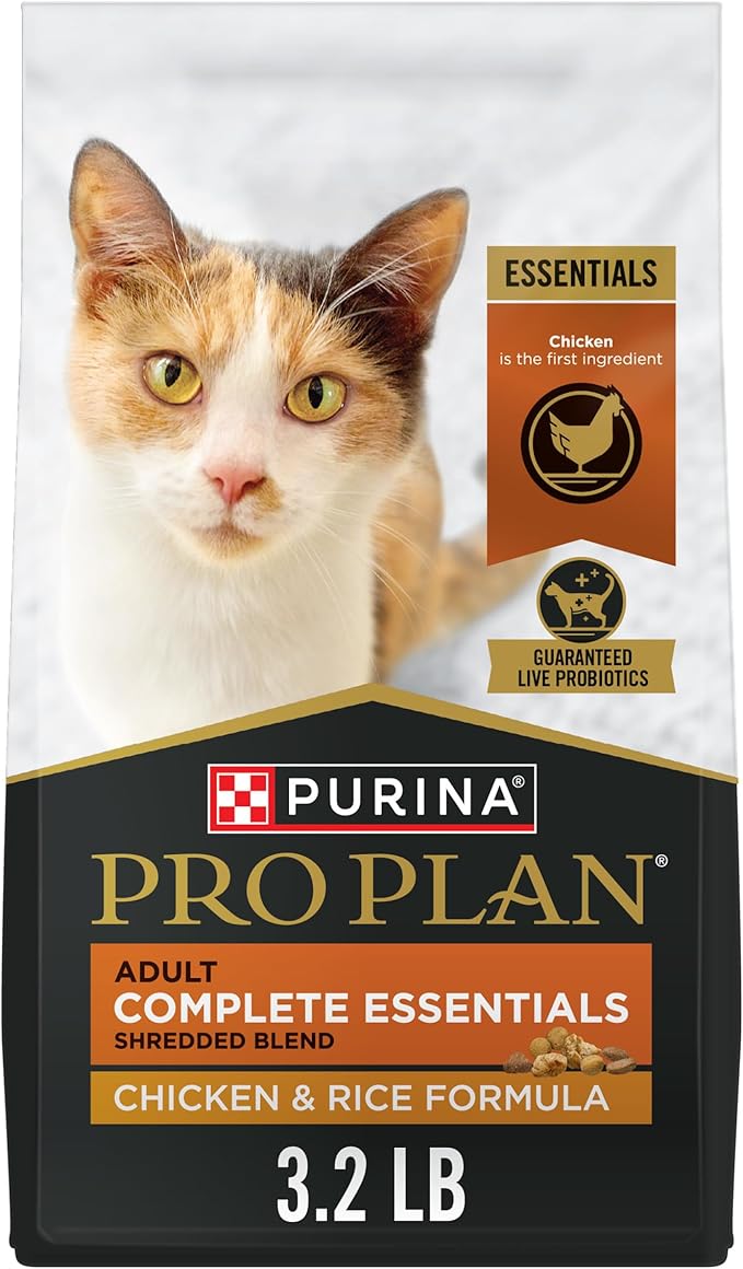 Purina Pro Plan Complete Essentials Shredded Blend Chicken and Rice Formula Adult High Protein Cat Food - 3.5 lb. Bag