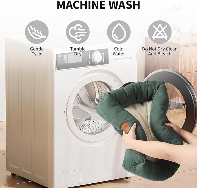 25In Dog Bed for Small Medium Sized Dogs - Washable Rectangle Puppy Bed for Indoor Outdoor, Cozy Pet Bed with Support Pillow & Non-Slip Bottom(Green, Medium)