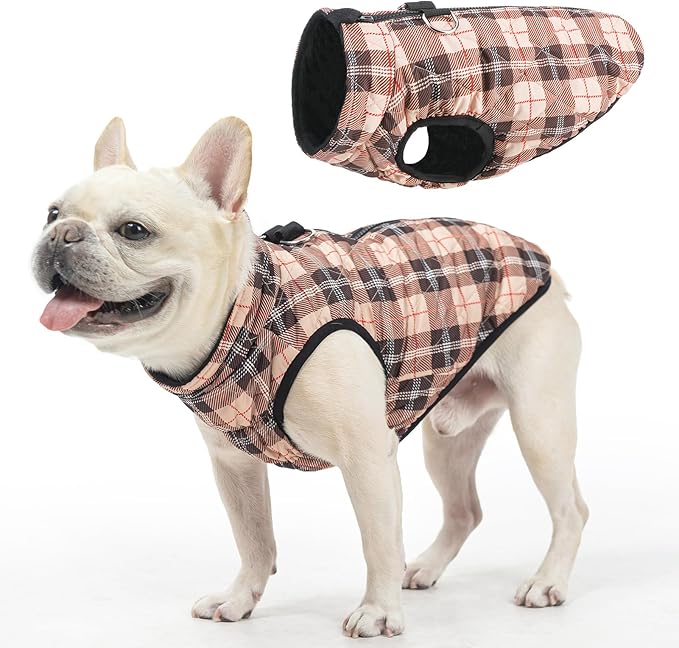 SCENEREAL Dog Winter Coat Boy Girl- Warm Jacket with Built-in Harness for Small & Medium Dogs, Fall Winter Waterproof Cold Weather Coat, Fleece Puffer Vest - Windproof Snow Puppy & Pet Clothes