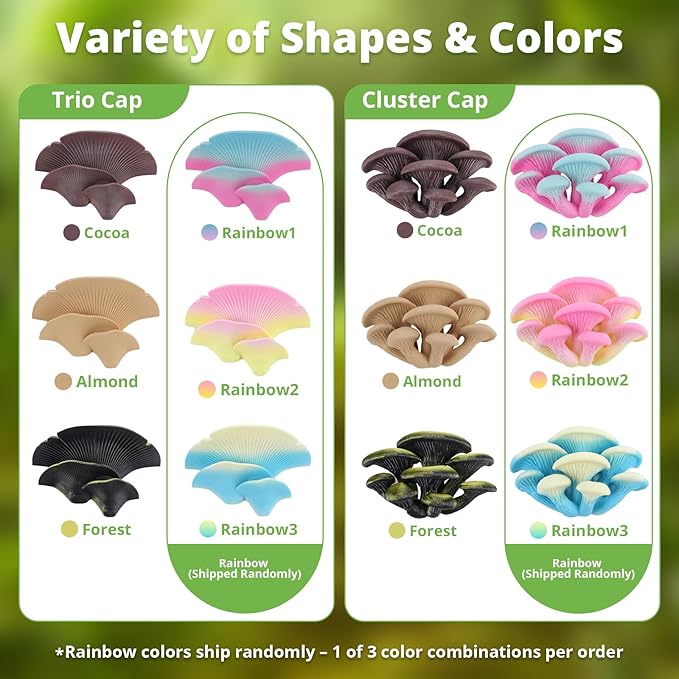 Mushroom Decor for Reptile Tank, Fish Tank, Pet-Safe Bearded Dragon Tank Accessories, Realistic Terrarium Plants for Leopard Geckos, Crested Geckos, Tree Frogs, Snakes (Cocoa, Trio Cap)