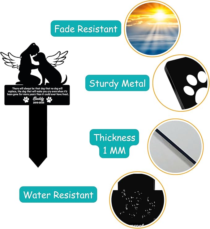 Custom Dog Grave Markers Outdoor | Personalized Pet Graveyard for Pets Owners | Best Memorial Gifts for Your Furry Friends Passed Away | Personalized Pet Grave Markers Dog Memorial Headstone