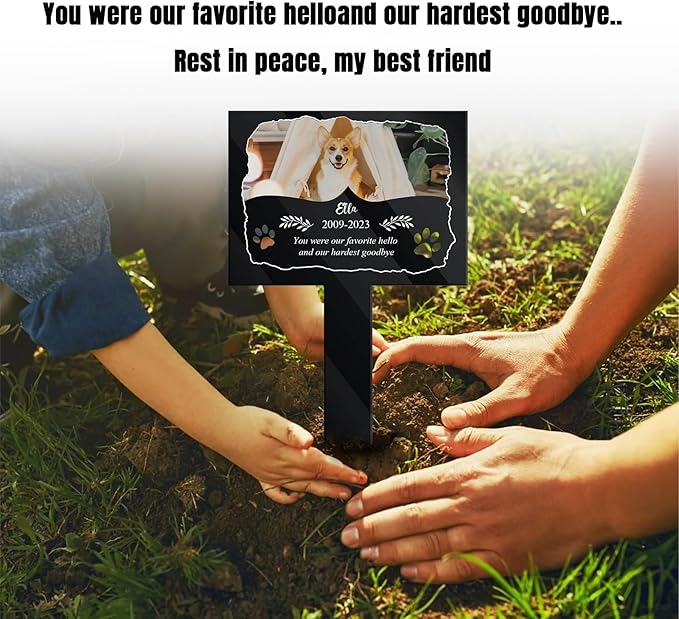 Custom Pet Cemetery Markers - Dog Grave Markers Outdoor Pet Grave Markers Cat Grave Markers for Cemetery Dog Tombstones for Graves Outdoor (A-Rectangle2)