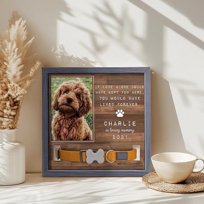 Pawfect House Custom Photo Pet Loss Sign, Collar Frame, Personalized Pet Memorial Sympathy Gifts For Dogs, Cats, Loss Of Dog, Dog Memorial Picture Frame, Pet Loss Sympathy Gift, Pet Loss Gifts