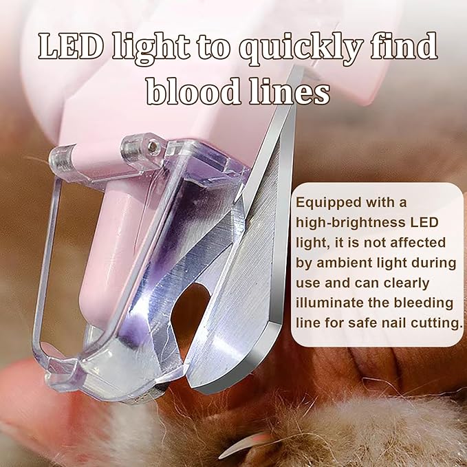 Pupnourish Nail Trimmer, The Safetrim by Pupnourish, 2 in 1 Nail Clipper and Grinder with Light, Grinder Silent, Splash Guard, Suitable for Dog & Cat (Pink)