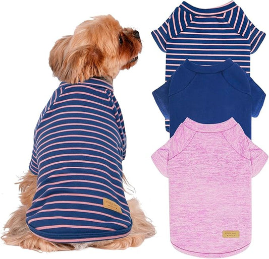 KYEESE 3Pack Dog Sweater Pullover Dog Sweaters for Small Dogs Girl Cat Sweaters with Sleeves Soft Pet Coat Comfy Pet Fleece Sweater Lightweight Dogs Sweatshirt Stretchy Cat Clothes for Cold Weather