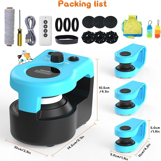 Interactive Cat Toy for Indoor - Automatic Cat Treadmill with Remote Control, 3 Speeds, Quiet Motor & Durable Design | Indoor Chase Hunting Feather Toys for Fitness, Playtime & Energy Release (Blue)