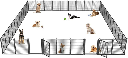 Dog Playpen with Low Threshold Gate, 32 inch 40 Panels Dog Fence, Heavy Duty Metal Puppy Exercise Dog Pen, Rust-Resistant Outdoor Pet Fence for Yard RV Camping
