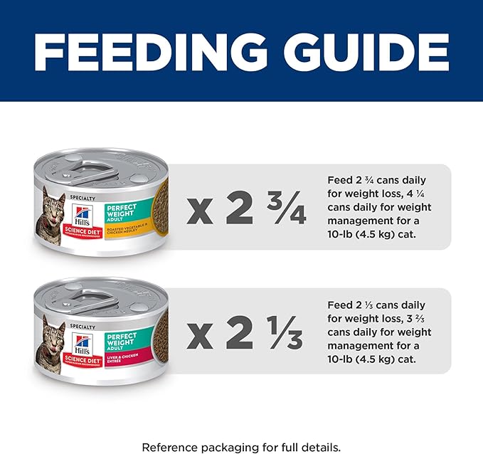 Hill's Science Diet Adult 1-6 Perfect Weight Wet Cat Food, Variety Pack: Liver & Chicken Minced; Chicken Stew, 2.9 oz. Cans, 12-Pack