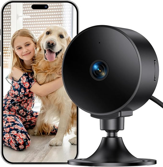 Security Camera Indoor 2K 3MP, Pet & Baby Monitor WiFi Camera with Motion & Sound Detection, Real-Time Alert, Two-Way Audio, Works with Alexa & Google Assistant, Supports 256G SD&Cloud, 2.4GHz