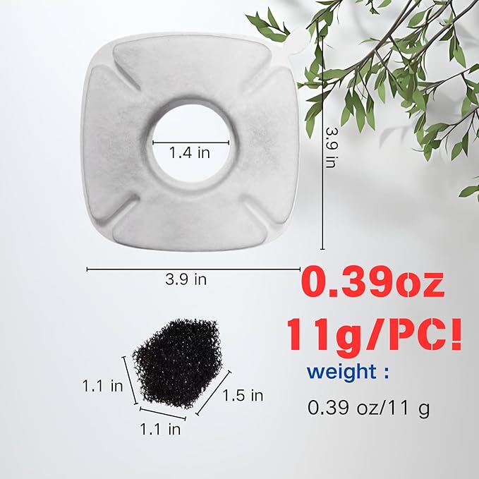 20 Pcs Cat Water Fountain Replacement Filters, Compatible With Veken 95oz/2.8L Cat Water Fountain,(Contains 10 Cat Fountain Filters and 10 Sponges)